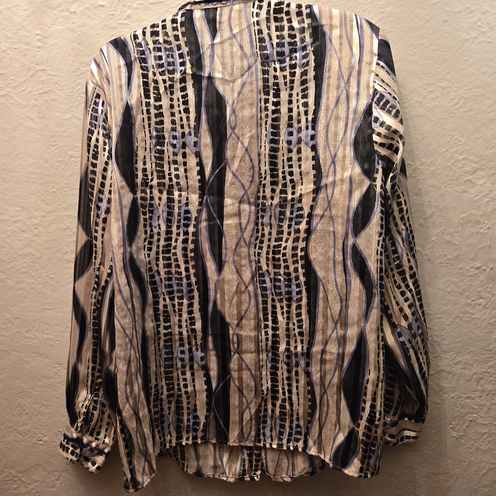 Y2K Sheer Abstract Animal Print Button Up Blouse Yves St Clair L - Picture 10 of 10